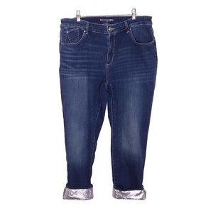 Chico's Sequin Cuff Boyfriend Ankle Jeans sz 2.5R